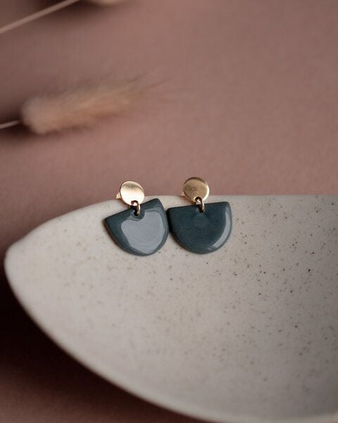 lille mus Ohrstecker 'Porzellanplätchen Halbkreis' von lille mus