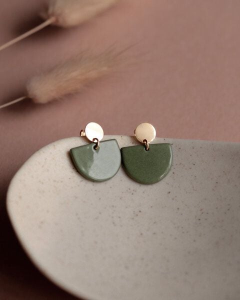 lille mus Ohrstecker 'Porzellanplätchen Halbkreis' von lille mus