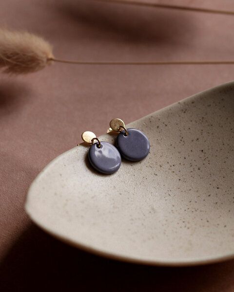 lille mus Ohrstecker 'Porzellanplättchen Rund' von lille mus