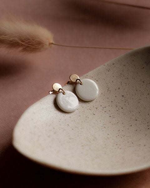 lille mus Ohrstecker 'Porzellanplättchen Rund' von lille mus