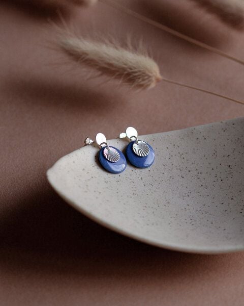 lille mus Ohrstecker 'Sonnenplättchen' aus Porzellan und 925 Silber / vergoldet von lille mus