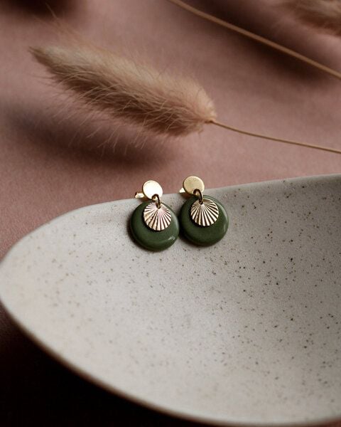 lille mus Ohrstecker 'Sonnenplättchen' aus Porzellan und 925 Silber / vergoldet von lille mus