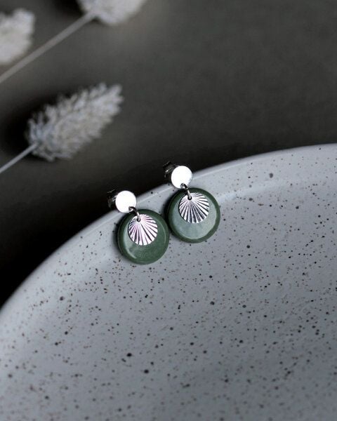 lille mus Ohrstecker 'Sonnenplättchen' aus Porzellan und 925 Silber / vergoldet von lille mus