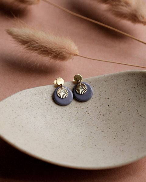 lille mus Ohrstecker 'Sonnenplättchen' aus Porzellan und 925 Silber / vergoldet von lille mus