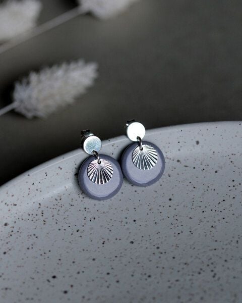 lille mus Ohrstecker 'Sonnenplättchen' aus Porzellan und 925 Silber / vergoldet von lille mus