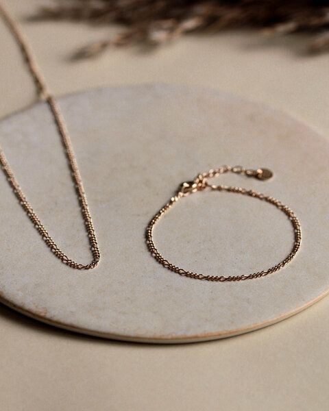 lille mus Schmuckset Armband + Kette 'Figaro' 925 Silber / vergoldet von lille mus