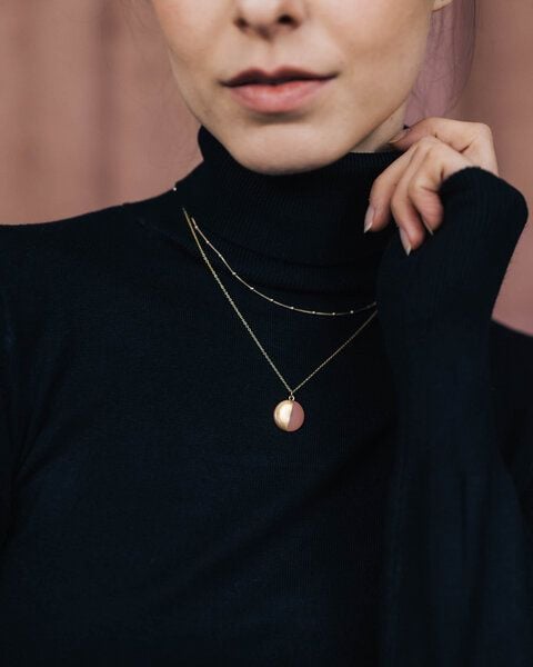 lille mus Schmuckset Kette 'Halbkreis' aus Porzellan + Kette 'Kugeln' 925 Silber / vergoldet von lille mus