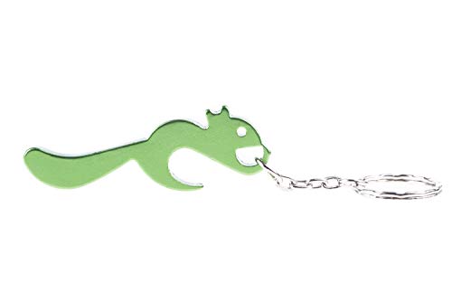 Praktischer und schöner Schlüsselanhänger Eichhörnchen, metallic Grün Tiersymbol, niedliches Fellknäuel. Dies ist zugleich ein Flaschenöffner! von lillybox