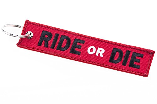 Ride Or Die Schlüsselband, Schlüsselanhänger in Rot und Schwarz für Biker, Motoradfans, Crossfahrer von lillybox