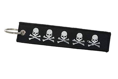 Schlüsselband mit Totenköpfen, Skulls, Schädeln. Schwarz Weiß Schlüsselanhänger in Kontrastfarben für Biker, Rocker, Metaller und viele mehr! von lillybox