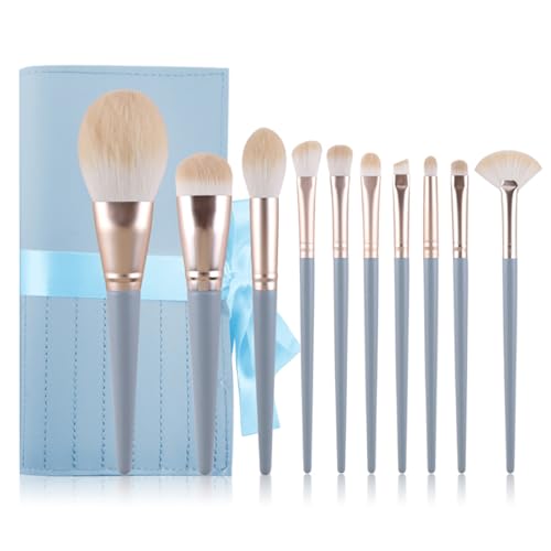 10 makeup brushes suitable for daily travel Synthetic fiber bristles contour concealer foundation powder eye shadow haze blue tapered handle 10 makeup brushes suitable for daily travel Synthetic fiber bristles contour concealer foundation powder eye shadow haze blue tapered handle von limcmelf