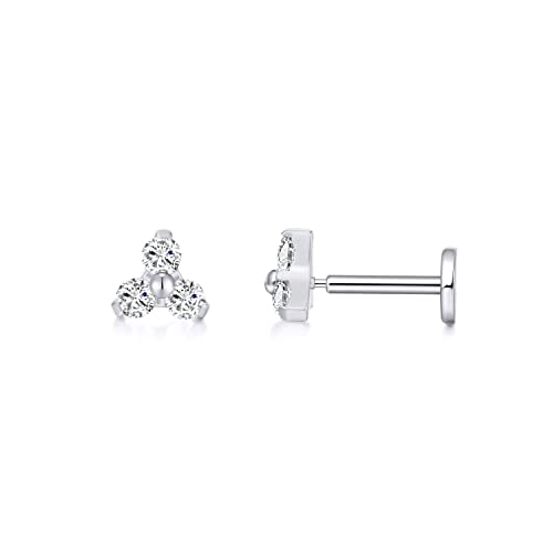 limerencia Hypoallergene Ohrstecker mit flacher Rückseite, für Damen, 18 g, 20 g, Titan, G23, Implantat-Qualität, Post-Ohrringe, Knorpel-Helix, ohne Faden, Titan, Opal von limerencia