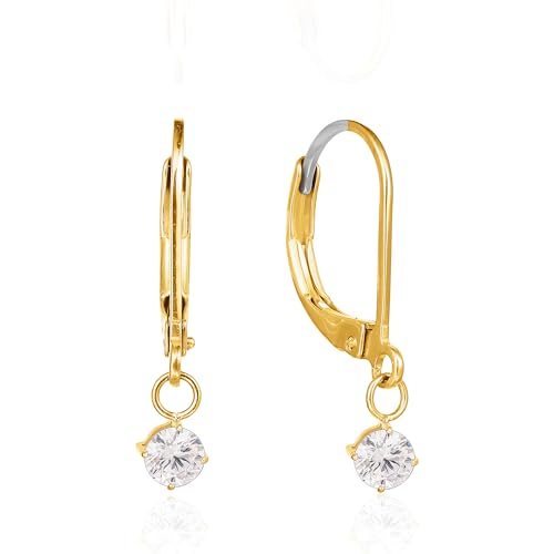 Limerencia G23 Titan Leverback Hängen Ohrringe für Damen Mode F136 Titan Tropfen Ohrringe Hypoallergene Schmuck Geschenk(5mm Gold) von limerencia