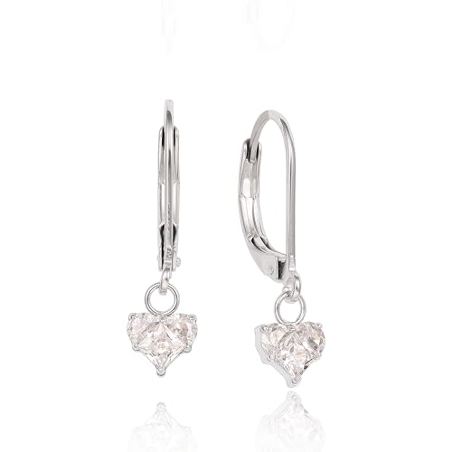 Limerencia G23 Titan Leverback Hängen Ohrringe für Damen Mode F136 Titan Tropfen Ohrringe Hypoallergene Schmuck Geschenk(Herz Silber) von limerencia