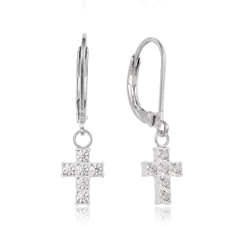 Limerencia G23 Titan Leverback Hängen Ohrringe für Damen Mode F136 Titan Tropfen Ohrringe Hypoallergene Schmuck Geschenk(Kreuz Silber) von limerencia