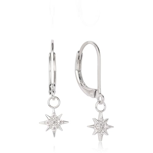 Limerencia G23 Titan Leverback Hängen Ohrringe für Damen Mode F136 Titan Tropfen Ohrringe Hypoallergene Schmuck Geschenk(Stern Silber) von limerencia