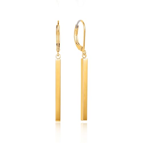 Limerencia G23 Titan Leverback Hängen Ohrringe für Damen Mode F136 Titan Tropfen Ohrringe Hypoallergene Schmuck Geschenk(Vertikaler Balken Gold) von limerencia