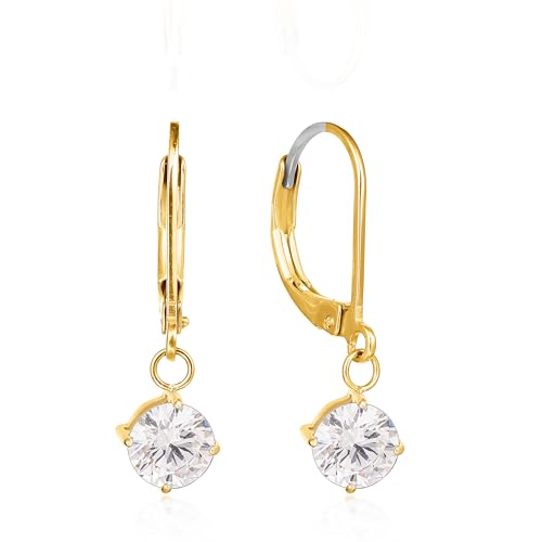 Limerencia G23 Titan Leverback Ohrringe Baumeln Tropfen Ohrringe Mode f136 Titan Hypoallergen Schmuck Geschenk für Frau(8mm Gold) von limerencia