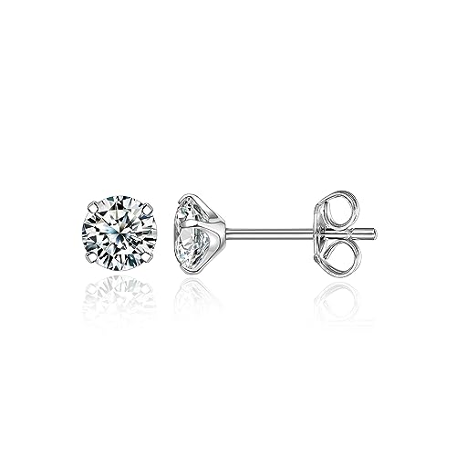 Limerencia Hypoallergene G23 Reintitan Paare, leichte kubische Zirkonia Ohrringe Piercing Schmuck für Frauen Mädchen Teenager (6mm, Runder Zirkoniumdioxid) von limerencia