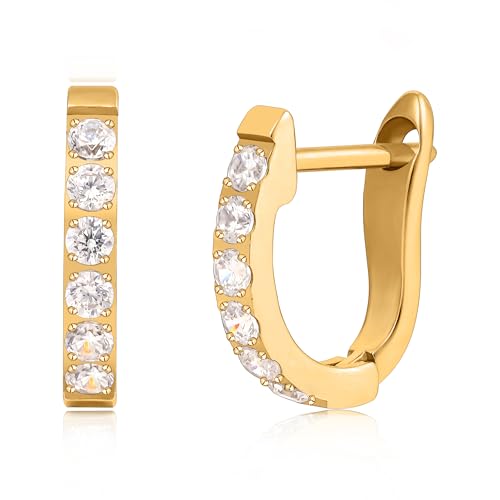 Limerencia Hypoallergen Reintitan Huggie Creolen Ohrringe, F136 Implant Grade Titanium kleine U-förmige Manschette Ohrringe Leichtgewicht für Frauen empfindliche Ohren (Gold, 10mm) von limerencia