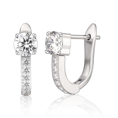 Limerencia Titan Creolen Ohrringe Damen, 10mm Medizinische Hypoallergen Hoop Ohrringe mit Glänzendem Zirkonia für empfindliche Ohren Mode Damenschmuck (Silber) von limerencia