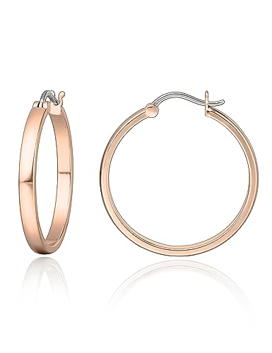 Limerencia Titan Creolen Ohrringe für Damen Herren, G23 Medizinische Hypoallergen Gesundheitsstecker Hoop Ohrringe für empfindliche Ohren Mode Damenschmuck (No Gem 20mm, Rose Glod) von limerencia