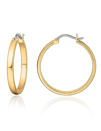 Limerencia Titan Creolen Ohrringe für Damen Herren, G23 Medizinische Hypoallergen Gesundheitsstecker Hoop Ohrringe für empfindliche Ohren Mode Damenschmuck (No Gem 30mm, Gold) von limerencia