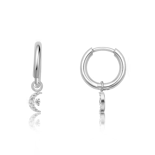 Limerencia Titan Creolen mit Anhänger, G23 Medizinische Hypoallergen Hängende Ohrringe mit Perlen Kubischer Zirkoniumdioxid für empfindliche Ohren Mode Damenschmuck von limerencia