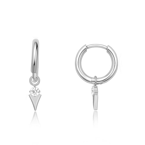 Limerencia Titan Creolen mit Anhänger, G23 Medizinische Hypoallergen Hängende Ohrringe mit Perlen Kubischer Zirkoniumdioxid für empfindliche Ohren Mode Damenschmuck von limerencia