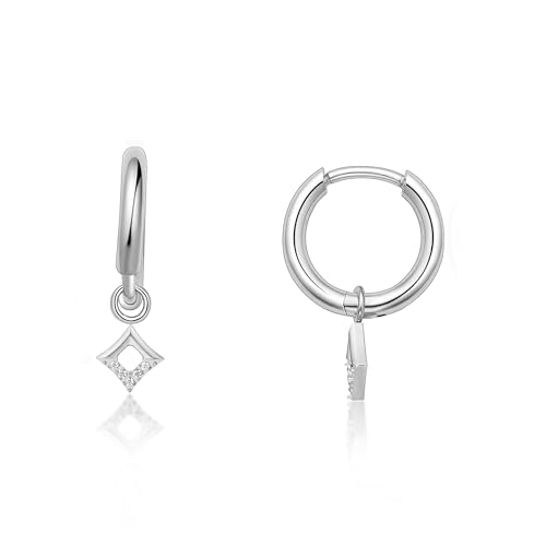 Limerencia Titan Creolen mit Anhänger, G23 Medizinische Hypoallergen Hängende Ohrringe mit Perlen Kubischer Zirkoniumdioxid für empfindliche Ohren Mode Damenschmuck von limerencia