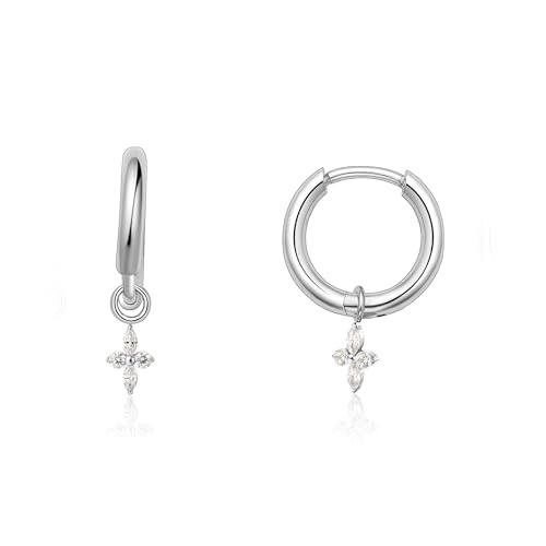 Limerencia Titan Creolen mit Anhänger, G23 Medizinische Hypoallergen Hängende Ohrringe mit Perlen Kubischer Zirkoniumdioxid für empfindliche Ohren Mode Damenschmuck von limerencia