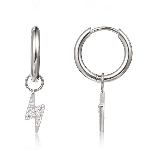 Limerencia Titan Creolen mit Anhänger, G23 Medizinische Hypoallergen Hängende Ohrringe mit Perlen Kubischer Zirkoniumdioxid für empfindliche Ohren Mode Damenschmuck von limerencia