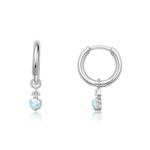 Limerencia Titan Creolen mit Anhänger, G23 Medizinische Hypoallergen Hängende Ohrringe mit Perlen Kubischer Zirkoniumdioxid für empfindliche Ohren Mode Damenschmuck von limerencia