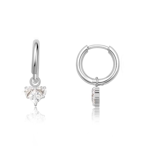 Limerencia Titan Creolen mit Anhänger, G23 Medizinische Hypoallergen Hängende Ohrringe mit Perlen Kubischer Zirkoniumdioxid für empfindliche Ohren Mode Damenschmuck von limerencia