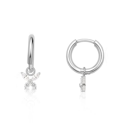 Limerencia Titan Creolen mit Anhänger, G23 Medizinische Hypoallergen Hängende Ohrringe mit Perlen Kubischer Zirkoniumdioxid für empfindliche Ohren Mode Damenschmuck von limerencia