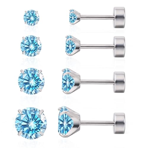 Limerencia Titan Ohrringe Set mit Schraubverschluss, 4 Paare Medizinische Ohrstecker Hypoallergen Gesundheitsstecker Ohrringe für empfindliche Ohren Mode Damen Herren Schmuck von limerencia
