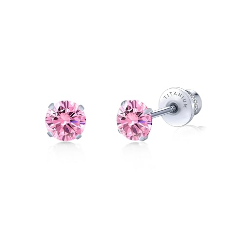 Limerencia Titan Ohrringe für Damen Herren, G23 Medizinische Ohrstecker Hypoallergen Gesundheitsstecker Ohrringe, CZ Ohrringe für empfindliche Ohren Mode Damenschmuck (5mm, Rosa) von limerencia