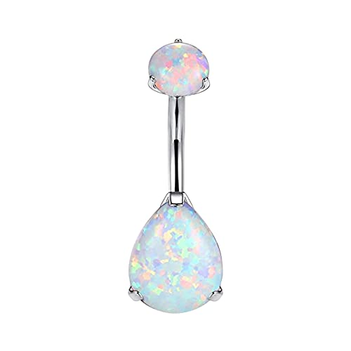 limerencia Bauchnabelpiercing Barbell, 14G Titan Nabelpiercing Hypoallergene Medizinische Piercing Bauchnabel mit Teardrop Opal CZ für Damen von limerencia