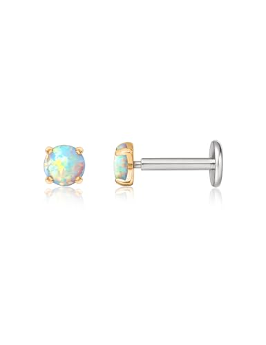 limerencia Boucles d'oreilles à tige G23 hypoallergéniques à dos plat 18 g en titane de qualité implantaire F136 pour cartilage, hélix, labret, lèvre, tragus, Cuir von limerencia