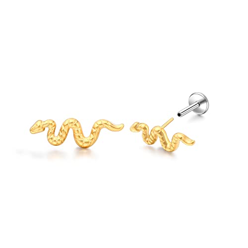 limerencia G23 Hypoallergene Ohrstecker mit flacher Rückseite, 18 g, F136 Titan in Implantatqualität, Presspassung, Gewindeloser Push-Pop in Knorpel, Helix, Labret, Lippe,Tragus-Piercing-Ohrstecker von limerencia