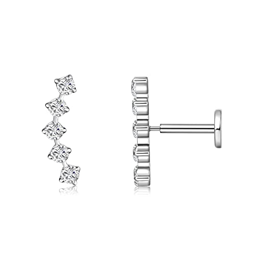 limerencia G23 Hypoallergene Ohrstecker mit flacher Rückseite, 18 g, F136 Titan in Implantatqualität, Presspassung, Gewindeloser Push-Pop in Knorpel, Helix, Labret, Lippe,Tragus-Piercing-Ohrstecker von limerencia