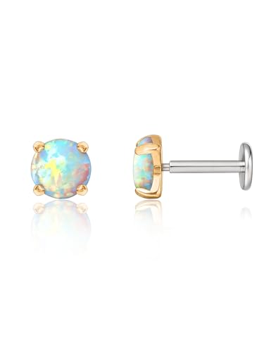 limerencia Hypoallergen G23 Titanium Post Flat Back Stud Ohrringe für Frauen | Knorpel Helix 18g 20g Threadless Push in Piercing limerencia Hypoallergen G23 Titanium Post Flat Back Stud Ohrringe für Frauen | Knorpel Helix 18g 20g Threadless Push in Piercing von limerencia