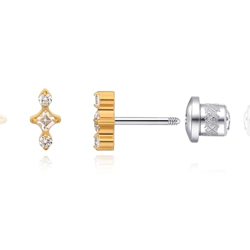 limerencia Hypoallergene G23 Implantat Grade Titan Schraube zurück Ohrringe Tragus 20G Helix F136 Piercing Post für empfindliche Ohren Knorpel(CZ d2) von limerencia