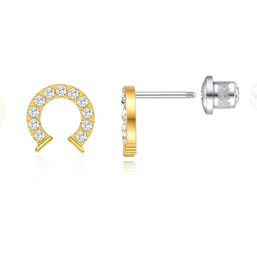 Limerencia Hypoallergene G23 Implantat Grade Titan Schraube zurück Ohrringe Tragus 20G Helix F136 Piercing Post für empfindliche Ohren Knorpel(Hufeisen) von limerencia