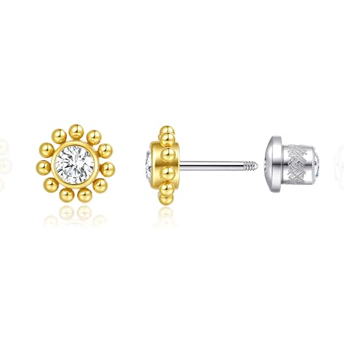 Limerencia Hypoallergene G23 Implantat Grade Titan Schraube zurück Ohrringe Tragus 20G Helix F136 Piercing Post für empfindliche Ohren Knorpel(Sonnenblume) von limerencia