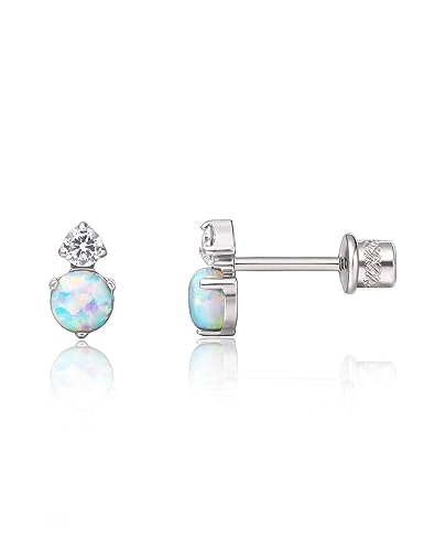 Limerencia Medizinische Titan Ohrringe, G23 Hypoallergen Gesundheitsstecker Ohrstecker mit Schraubverschluss, Nickelfreie Ohrringe für Damen, Mädchen und Kinder (CZ + White Opal) von limerencia