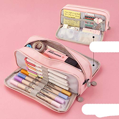 lin777 Stiftebox, Federmäppchen, doppelseitig, aus Leinen, für Schule, Reisen, Geschenk, Rosa von lin777