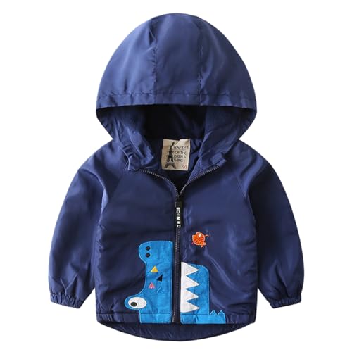 linboo Baby Jungen Jacke Frühling Winddichtes Oberteil mit Kapuze Hoodie Übergangsjacke Windbreaker Kinderjacke Herbstjacke, Blau, 98 von linboo