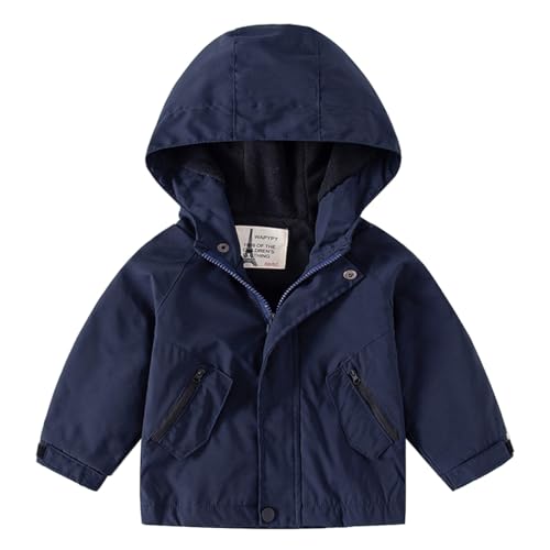 linboo Baby Jungen Jacke Frühling Winddichtes Oberteil mit Kapuze Hoodie Übergangsjacke Windbreaker Kinderjacke Herbstjacke, Tibetisches Blau, 98 von linboo