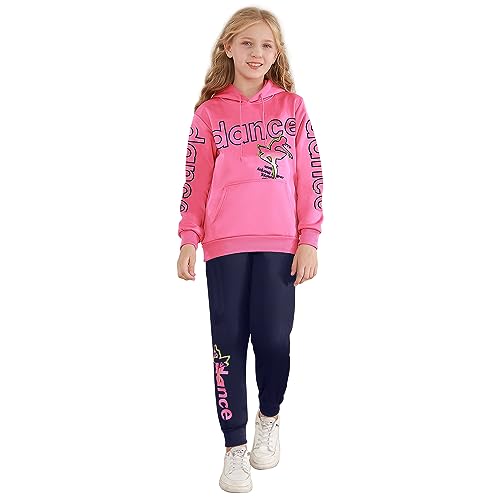 linboo Jogginganzug Mädchen Zweiteiliges Bekleidungsset Kinder Trainingsanzug/Sportanzug Cartoon Gedruckte Pullover + Sporthosen Set mit Niedlichem Bogen&Buchstabendruck, 122-128 von linboo